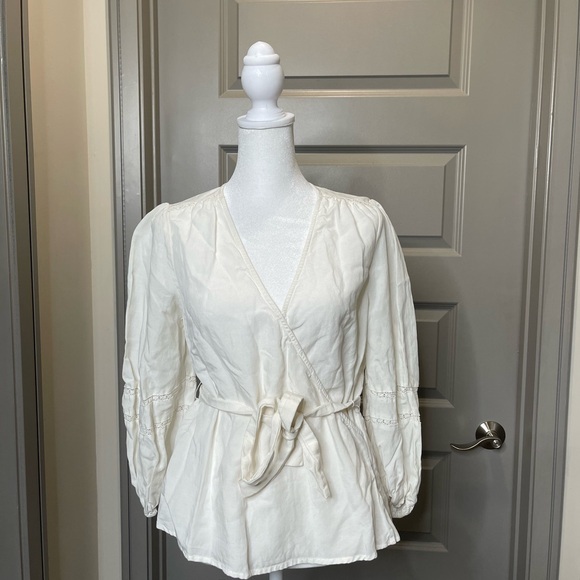 Greylin Cream Wrap Blouse